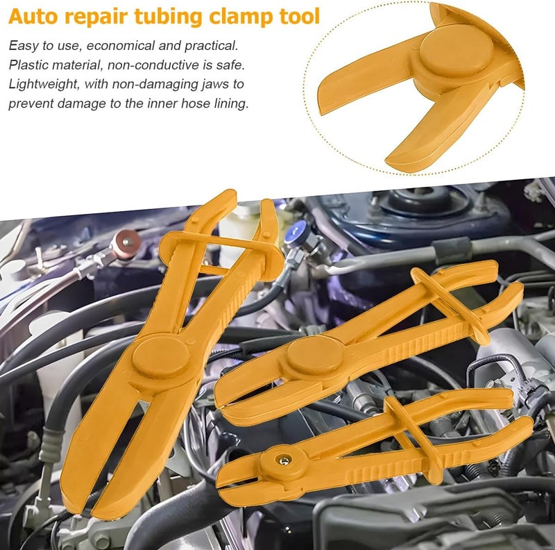 zipelo Hose Clamp Pliers, 6 Pack 3 Size Line Pinch Clamps Set, Plastic Hose Pinching Off Pliers for Automotive Radiator, Brake, Gas, Coolant Hoses and Fuel Lines (Yellow) - Image 4